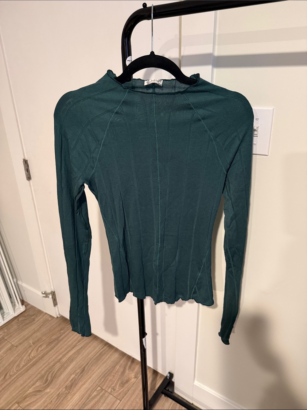 Women's Long Sleeve Ribbed Top - Dark Teal